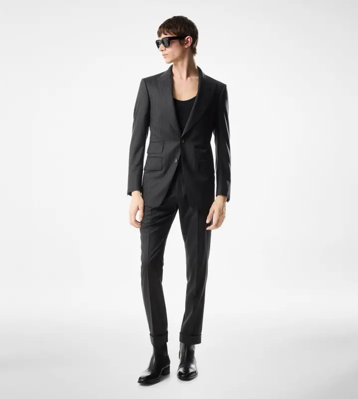 HERRINGBONE STRIPE ATTICUS SUIT DARK GREY online